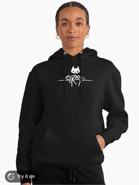 Stray Logo Black Pullover Hoodie - Casual Graphic Hoodie Video Game Stray Kids